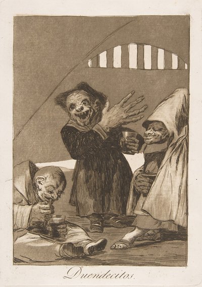 Ilustração 49 de Los Caprichos: Hobgoblins Duendecitos., 1799. de Francisco de Goya
