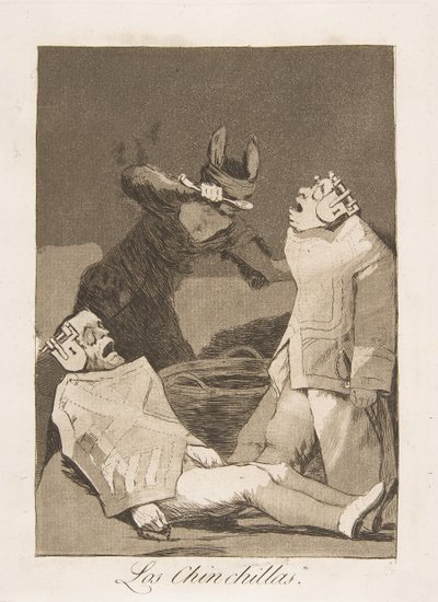 Ilustração 50 de Los Caprichos: The Chinchillas Los Chinchillas., 1799. de Francisco de Goya