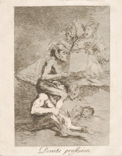 Ilustração 70 de Los Caprichos: Profissão devota Profissão Devota., 1799. de Francisco de Goya
