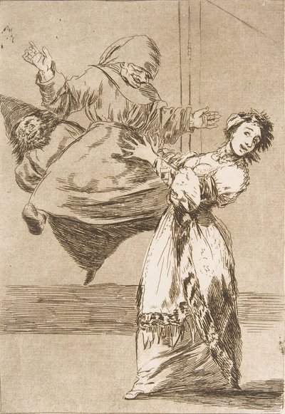 Ilustração 74 de Los Caprichos: Não grite, estúpido Sem graça, tonta, 1799. de Francisco de Goya