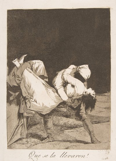 Ilustração 8 de Los Caprichos: Eles a levaram! Quem levou embora!, 1799. de Francisco de Goya