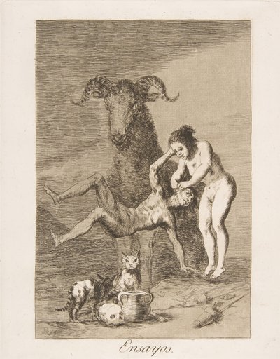Pllate 60 de Los Caprichos: Trials Ensayos., 1799. de Francisco de Goya
