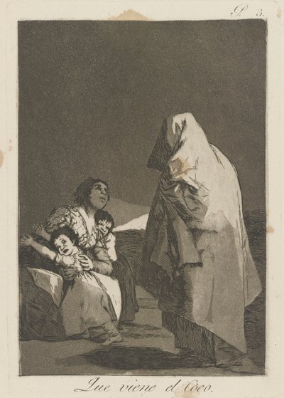 O louco está chegando (Aqui vem o bicho-papão.), pl. 3 da série Os Caprichos de Francisco de Goya