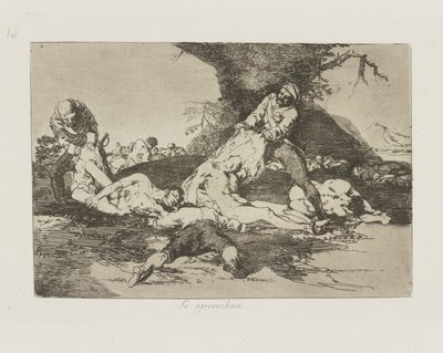 Veja aprovechan. (Eles Fazem Uso Deles.), pl. 16 da série Los desastres de la guerra (Os Desastres da Guerra) de Francisco de Goya