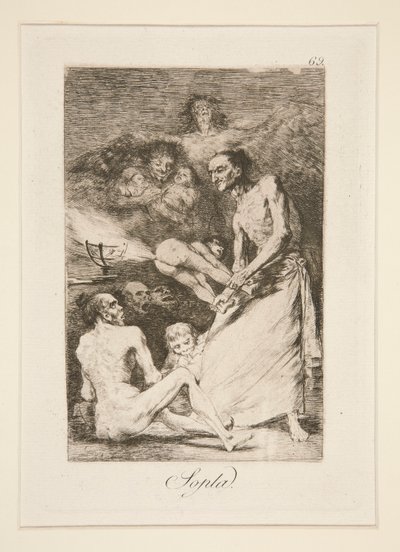 Sopla (Blow), pl. 69 da série Los caprichos de Francisco de Goya