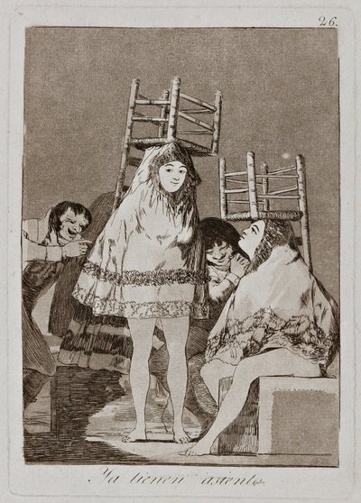 Eles já têm uma placa de assento 26 da série &39;Los Caprichos&39; (Os Caprichos) de Francisco de Goya