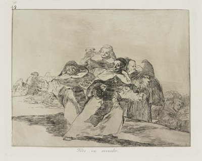 Todo va revuelto. (Tudo é Topsy-Turvy.), pl. 42 da série Los desastres de la guerra (The Disasters of War) de Francisco de Goya