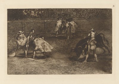 Um toureiro monta nos ombros de d?n chulo de Francisco de Goya