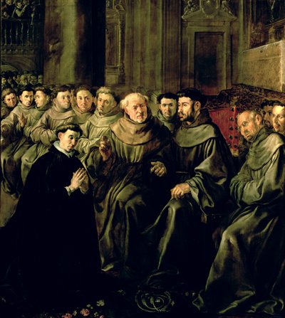 Boas-vindas a São Boaventura (1221-74) à Ordem Franciscana, c.1628 de Francisco Herrera