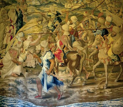 Les soldats arabe - Detail de la conquete de Tunis (Tunísia) - Tapeçaria de Francisco e Cornelius Van der Ggot (século XVIII), tecida na fábrica de tapeçaria real, em meados do século XVIII, após a tapeçaria do século XVI de Willem de Pannemaker - (Tunis C de Francisco Ignacio Vandergoten Canyuwell