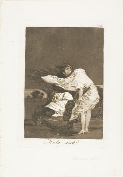 A Bad Night, placa 36 de Los Caprichos de Francisco Jose de Goya y Lucientes