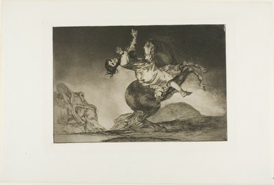 Uma mulher e um cavalo, deixe outra pessoa dominá-los, prato dez de Los Proverbios de Francisco Jose de Goya y Lucientes