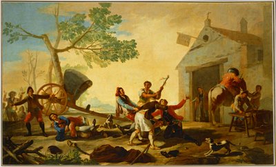 Uma luta à porta da nova taberna ... (pintura sobre tela) de Francisco Jose de Goya y Lucientes