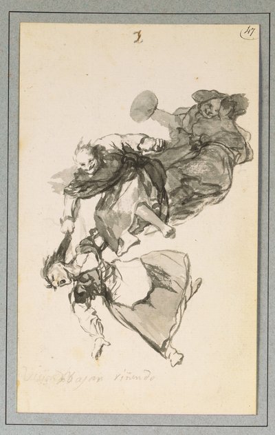 Bajan riñendo, ou Eles caem brigando de Francisco de Goya