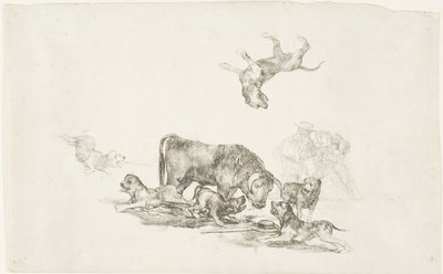 Touro atacado por cães de Francisco Jose de Goya y Lucientes