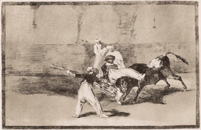 Tourada: Um mouro recebe um golpe de buzina na arena. de Francisco de Goya