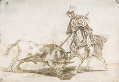 Tourada: O Cid perfura outro touro da sua lança 1815-16 (desenho preparatório) de Francisco de Goya