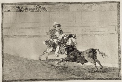 GOYA Y LUCIENTES, Francisco de (1746-1828). Um cavaleiro espanhol montado no anel a partir lanças curtas sem a ajuda de assistentes. 1816. Etching. ESPANHA. MADRID (COMUNIDADE AUTÓNOMA). Madrid. Biblioteca Nacional de Francisco Jose de Goya y Lucientes