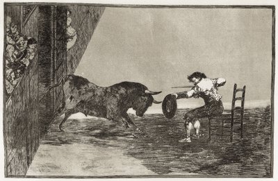 GOYA Y LUCIENTES, Francisco de (1746-1828). A ousadia de Martincho (provavelmente Antonio Ebassum) no ringue de Saragoça. 1816. (24,9 x 35,7 cm). Placa 18 de "A Arte da Tauromaquia". Gravura. ESPANHA. MADRID (COMUNIDADE AUTÓNOMA). Madrid. Biblioteca Nacion de Francisco Jose de Goya y Lucientes