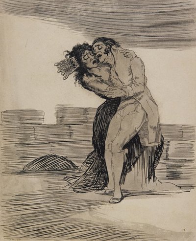 Homem e mulher a abraçarem-se de Francisco Jose de Goya y Lucientes