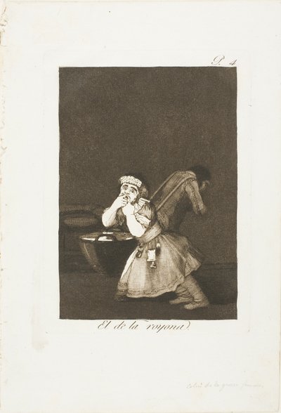 O menino da ama, prato quatro de Los Caprichos de Francisco Jose de Goya y Lucientes