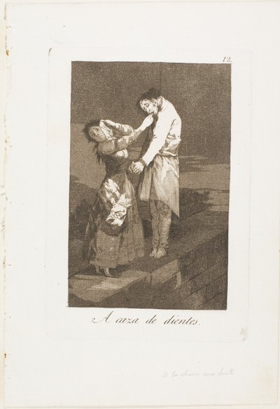 À procura de dentes, placa doze de Los Caprichos de Francisco Jose de Goya y Lucientes