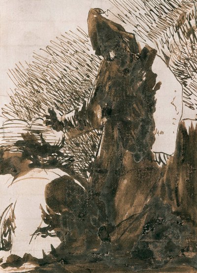 "Números prostrando-se diante de um monge". Lavagem por Francisco de Goya y Lucientes (1746-1828). 1820. Madrid. Museu do Prado. de Francisco Jose de Goya y Lucientes