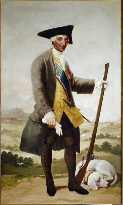 Retrato de Carlos III, e Hunter. (óleo sobre tela de Francisco de Goya