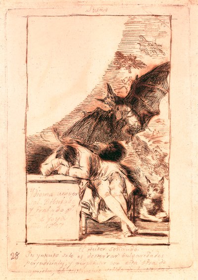 Desenho preparatório para o número 43 da série "Les caprices" de Francisco de Goya