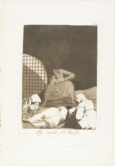 O sono os supera, placa 34 de Los Caprichos de Francisco Jose de Goya y Lucientes