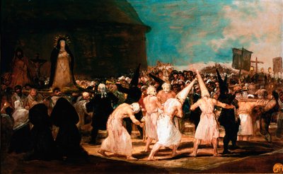 Temas sociais da Academia de San Fernando: "Procession of Flagellants in a village" Pintura de Francisco Goya y Lucientes (1746-1828) 1812-1814 Dim. 45x72 cm Madrid, Academia de San Fernando de Francisco de Goya
