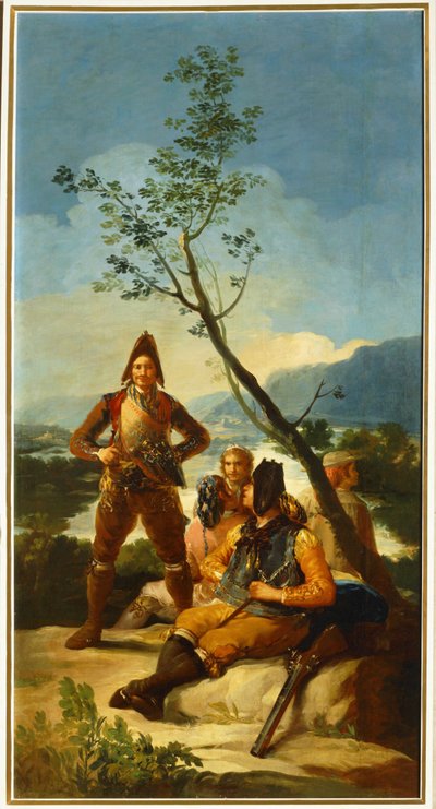 Soldados a guardar as rotas utilizadas para o comércio do tabaco ... (pintura sobre tela) de Francisco Jose de Goya y Lucientes