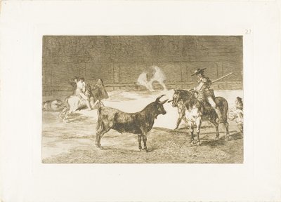 O Celebrado Picador, Fernando del Toro, Desenha a Fera Feroz com Seu Pique, placa 27 de The Art of Bullfighting de Francisco Jose de Goya y Lucientes