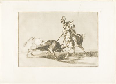 O Cid Campeador lançando outro touro, placa onze de The Art of Bullfighting de Francisco Jose de Goya y Lucientes
