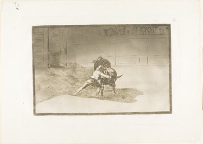 O Famoso Martincho Coloca as Banderillas, Jogando o Touro com o Movimento do Seu Corpo, placa 15 de A Arte da Tourada de Francisco Jose de Goya y Lucientes