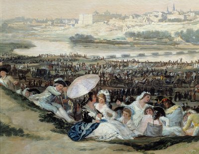 A Pradaria de San Isidro (San Isidro) Vista da Cidade de Madrid desde a Ermida de San Isidoro - Pintura de Francisco De Goya (1746-1828) de Francisco de Goya