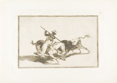 The Spirited Moor Gazul é o primeiro a lançar touros de acordo com as regras, prato cinco de The Art of Bullfighting de Francisco Jose de Goya y Lucientes
