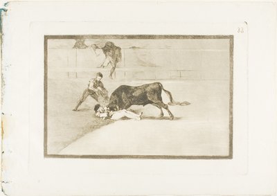 A infeliz morte de Pepe Illo no ringue de Madrid, placa 33 de The Art of Bullfighting de Francisco Jose de Goya y Lucientes