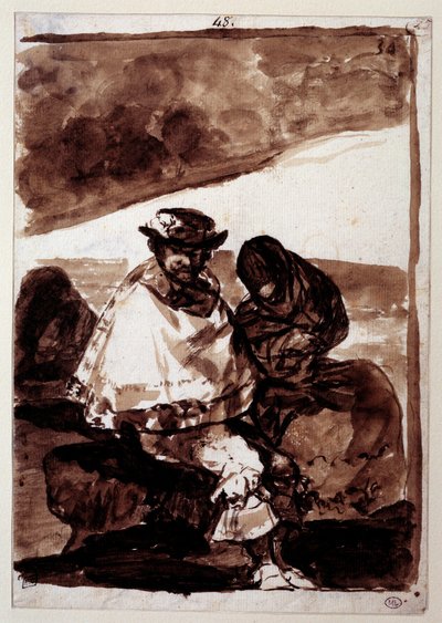 A data. Desenho de Francisco De Goya (1746-1828) de Francisco de Goya