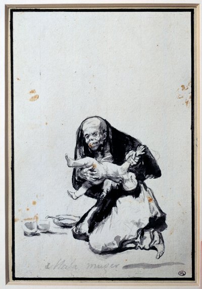 A mulher errada Cena da Antropofagia, uma bruxa tem um filho. Lavagem cinzenta por Francisco Goya y Lucientes (1746-1828) Sol. 0,21x0,14 m Paris, musee du Louvre de Francisco de Goya
