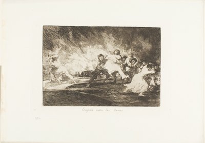 Eles escapam pelas chamas, placa 41 de Os desastres da guerra de Francisco Jose de Goya y Lucientes