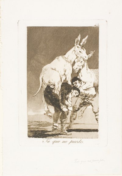Tu que não podes, prato 42 de Los Caprichos de Francisco Jose de Goya y Lucientes