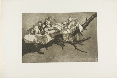Ir entre os ramos, ou seja, falar com o chapéu, prato três de Los Proverbios de Francisco Jose de Goya y Lucientes