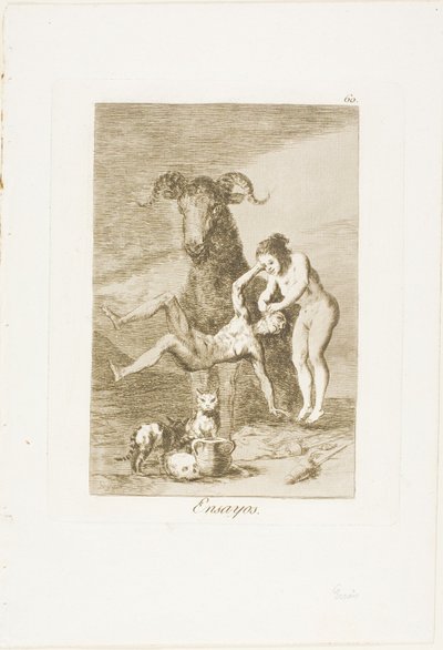 Trials, placa 60 de Los Caprichos de Francisco Jose de Goya y Lucientes