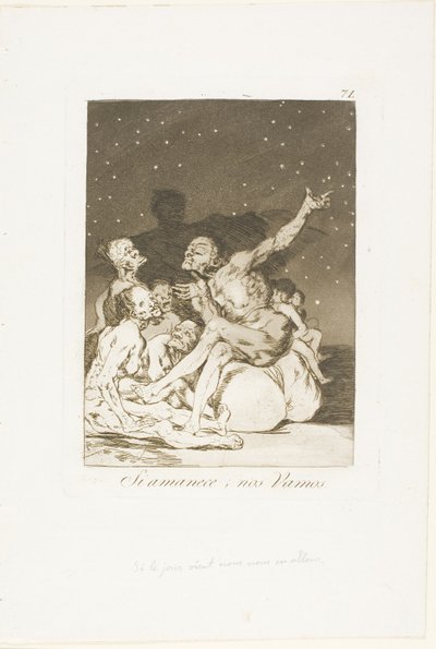 Quando o dia raiar, estaremos de folga, placa 71 de Los Caprichos de Francisco Jose de Goya y Lucientes