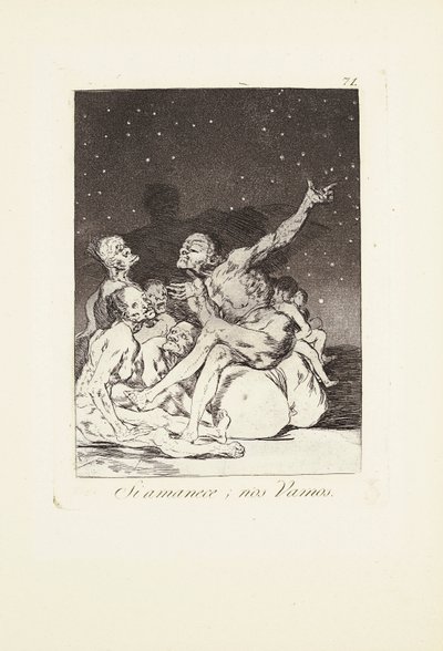 Quando o dia raiar estaremos de folga (Si amanece; nos vamos) Placa 71 de: Los Caprichos de Francisco Jose de Goya y Lucientes