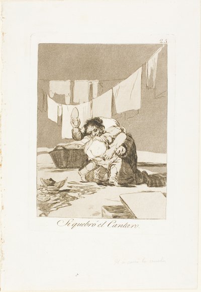 Sim, ele quebrou o pote, prato 25 de Los Caprichos de Francisco Jose de Goya y Lucientes