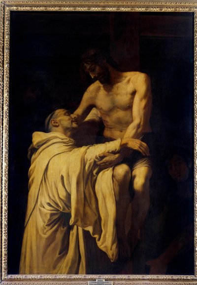 Cristo tomando São Bernardo de Clairvaux (São Bernardo de Chiaravalle) (1090-1153) nos braços Pintura de Francisco Ribalta (1565-1628) 1621 Sol. 1,58x1,13 m Madrid, Musee du Prado de Francisco Ribalta