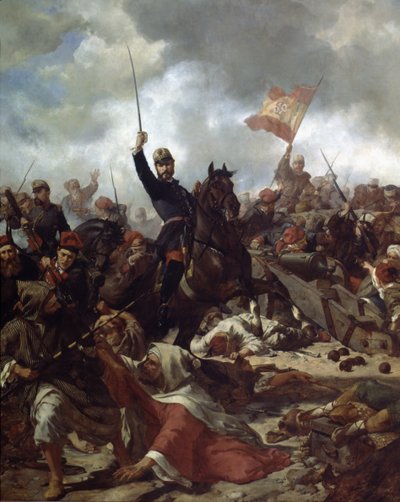 General John Prim e Prats (1814-70) na Batalha de Tetouan em de Francisco Sans y Cabot