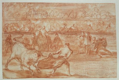 Tourada, 1815-16 (giz vermelho sobre papel) de Francisco de Goya